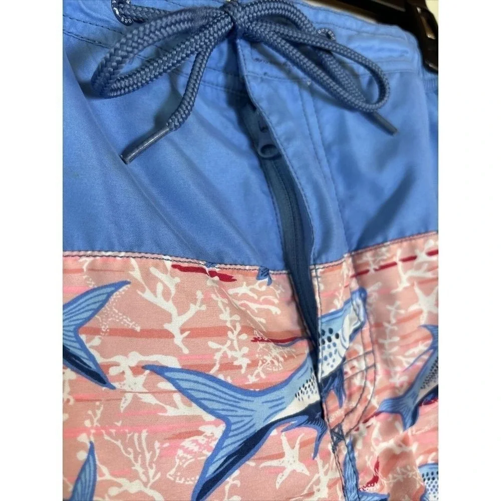 Vineyard Vines Men's Blue Tropical Swim Trunks Sz Small Fish Print‎ 7
